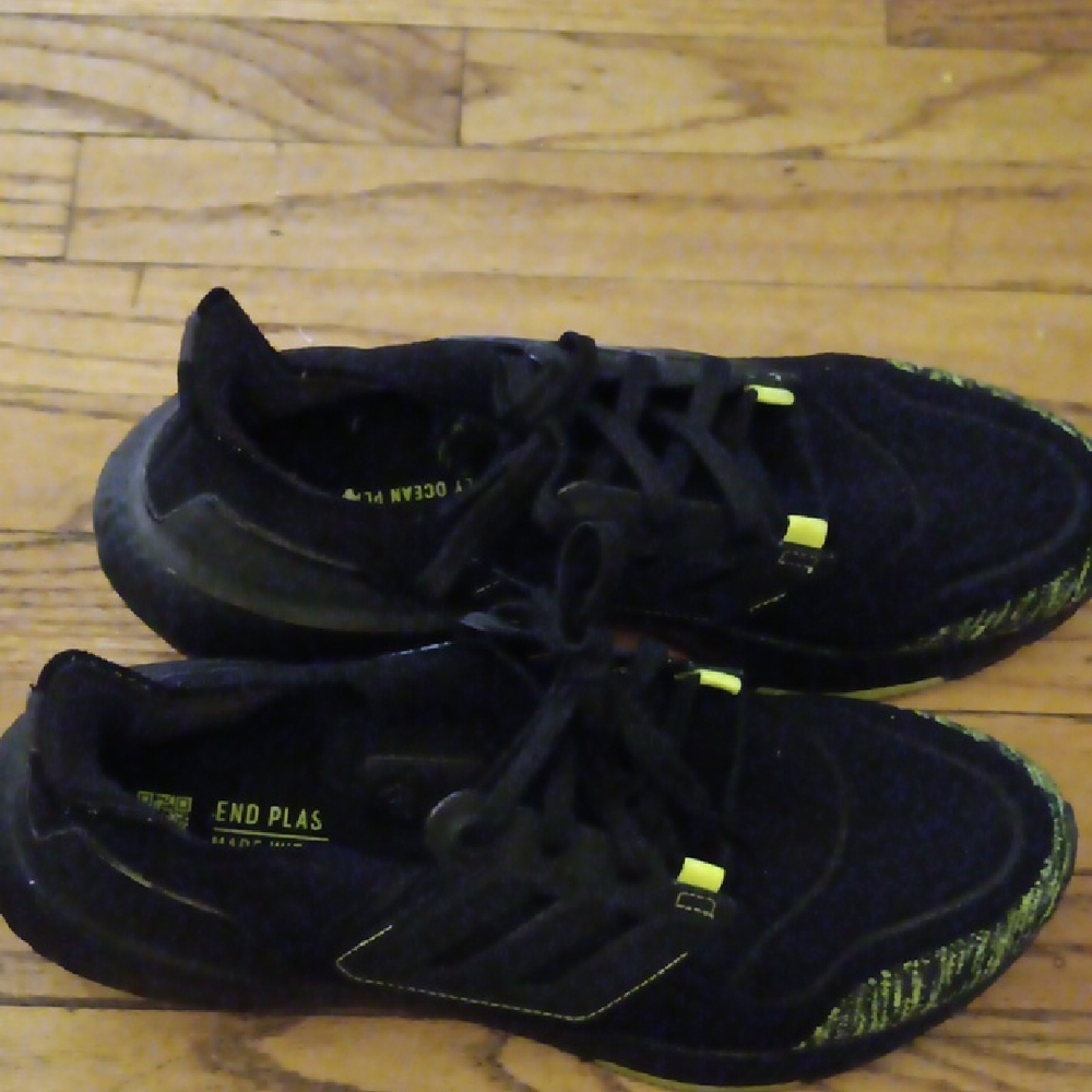 Adidas Black and Neon Yellow Running Shoes Ultra Boost